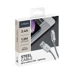 Дата-кабель Steel USB - Lightning, алюминий, 1.2м