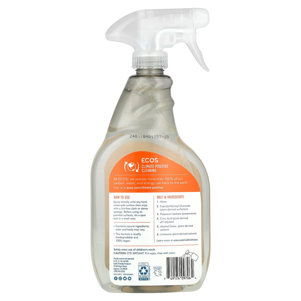 Earth Friendly Products, Ecos®, универсальное очистительное средство на растительной основе, апельсин, 650 мл (22 жидк. унции)