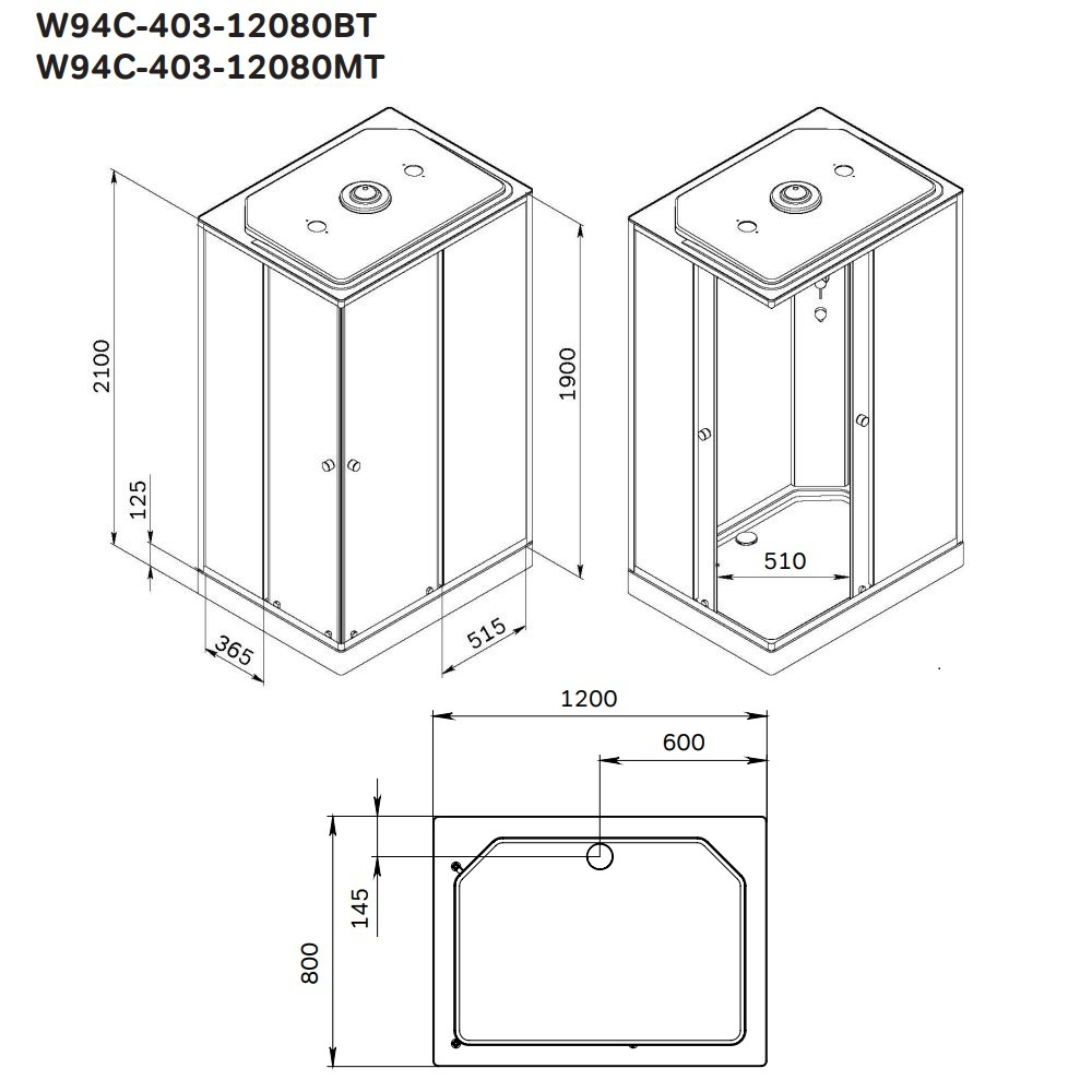Душевая кабина, прямоугольная, 120x80 см, без гидромассажа AM.PM X-Joy W94C-403-12080BT