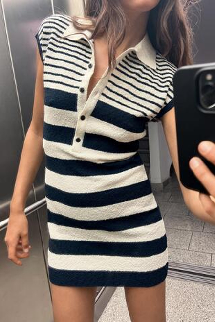 ZARA КОРОТКОЕ ПЛАТЬЕ, ТЕМНО-СИНИЙ/БЕЛЫЙ