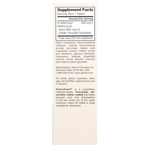 Jarrow Formulas, SAMe 400, повышенная сила действия, 400 мг, 30 таблеток