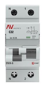 Автомат дифференциальный EKF rcbo6-1pn-32C-100-ac-av