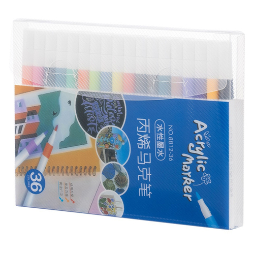 Маркеры в наборе акриловые 36цв 1.0-2.4мм вент колп пласт пенал