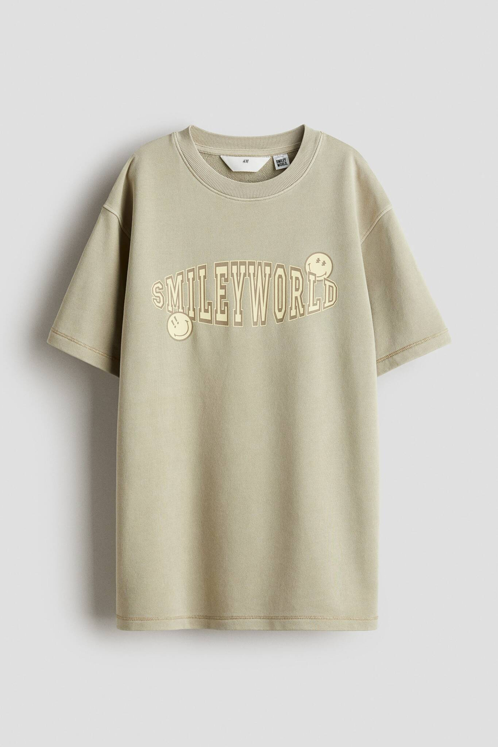 H&M Футболка с принтом белый, бежевый