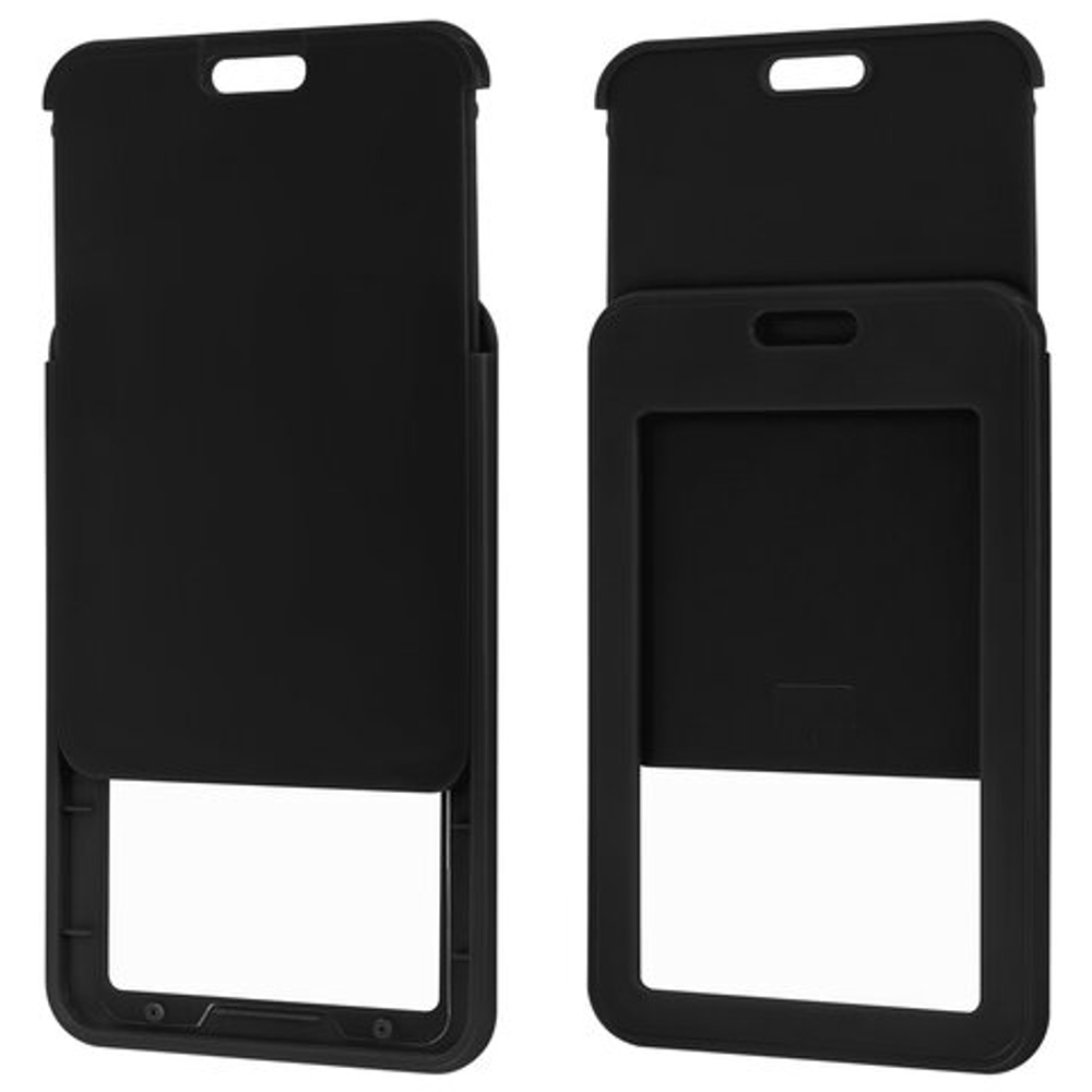 Бейдж вертикальный (85х54 мм), с рулеткой 70 см с клипом, СЛАЙДЕР, черный, BRAUBERG EXTRA, 238845