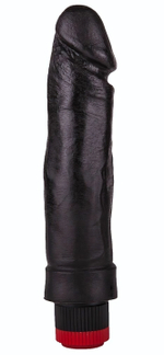 Чёрный вибратор-реалистик с чётко очерченной головкой - 20,5 см. (Цвет: черный)