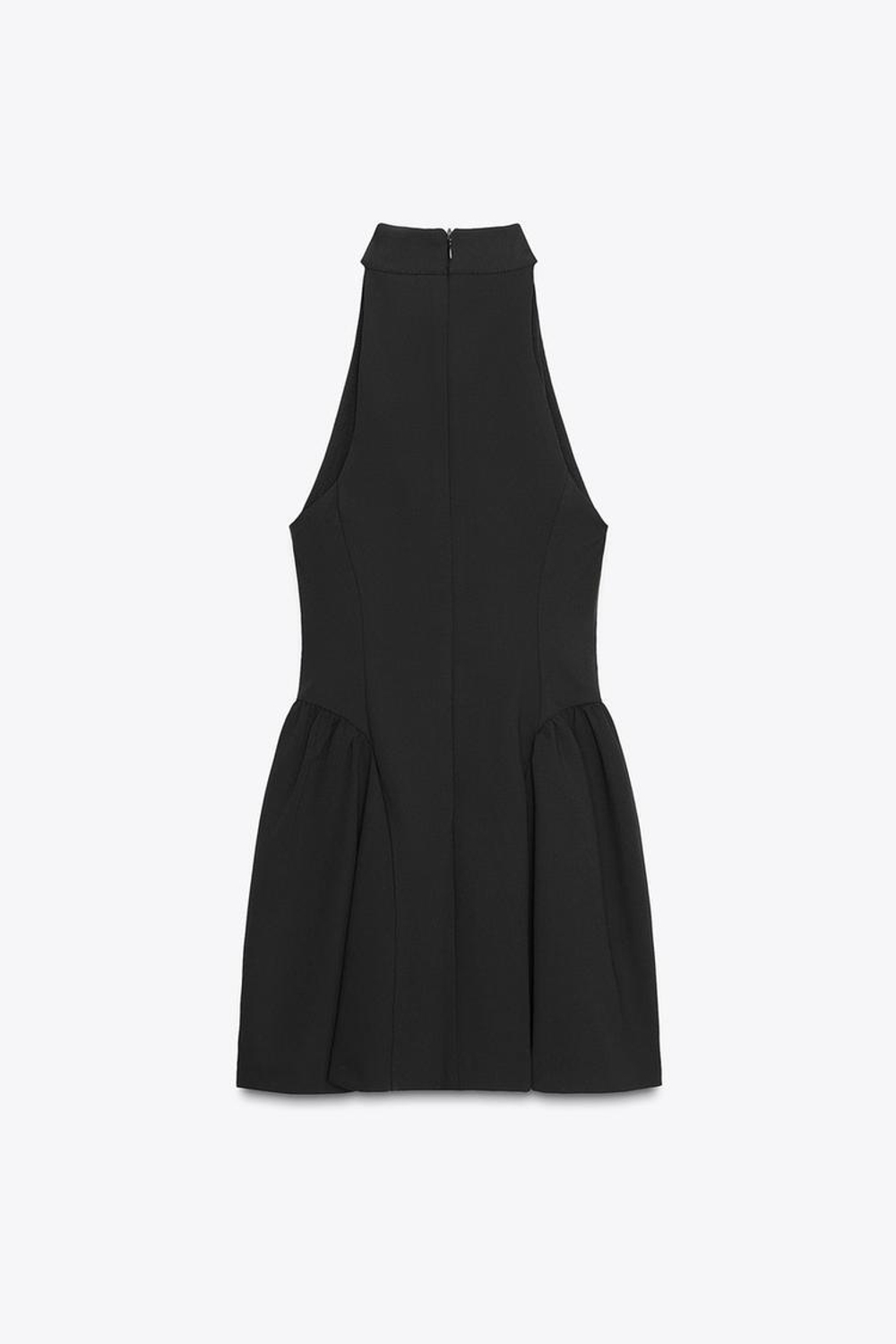 ZARA КОРОТКОЕ ПЛАТЬЕ-ХАЛТЕР СО СКЛАДКАМИ, ЧЕРНЫЙ