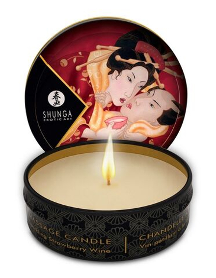 Массажная свеча Sparkling Strawberry Wine с ароматом клубничного вина - 30 мл.