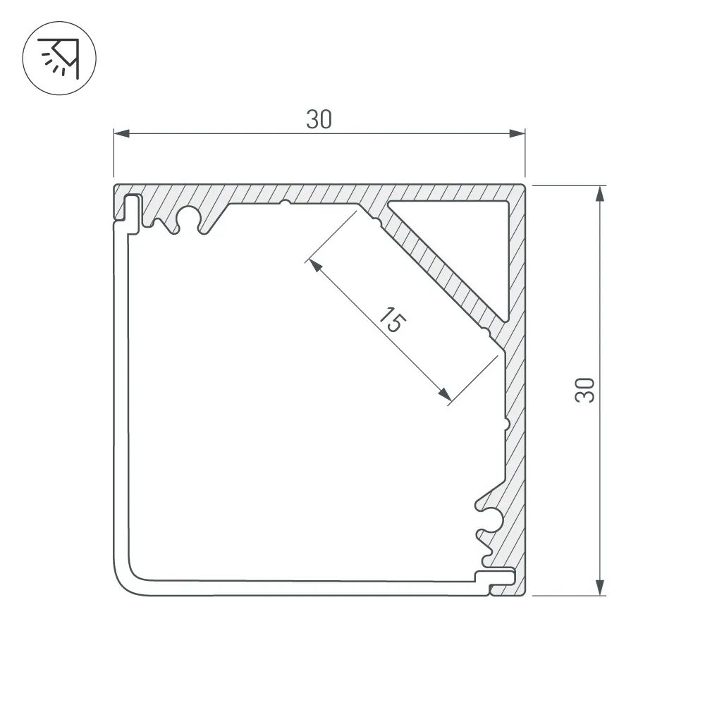 Профиль SL-KANT-H30-3000 ANOD (Arlight, Алюминий) 046182