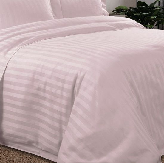 Евро комплект постельного белья Клубничный самбук Страйп-сатин