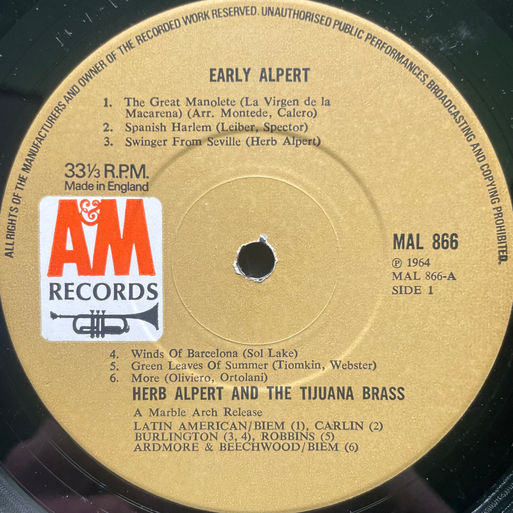 Herb Alpert And The Tijuana Brass – Early Alpert (Англия 1968г.)