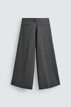 ZARA БРЮКИ WIDE FIT СО СКЛАДКАМИ, СЕРЫЙ