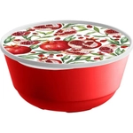 Миска Bergamo 2л с крышкой с декором (красный)