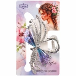 Заколка - краб для волос на блистере «LAVITA», завитки, цвет серебро и золото, 7,5*4,5см