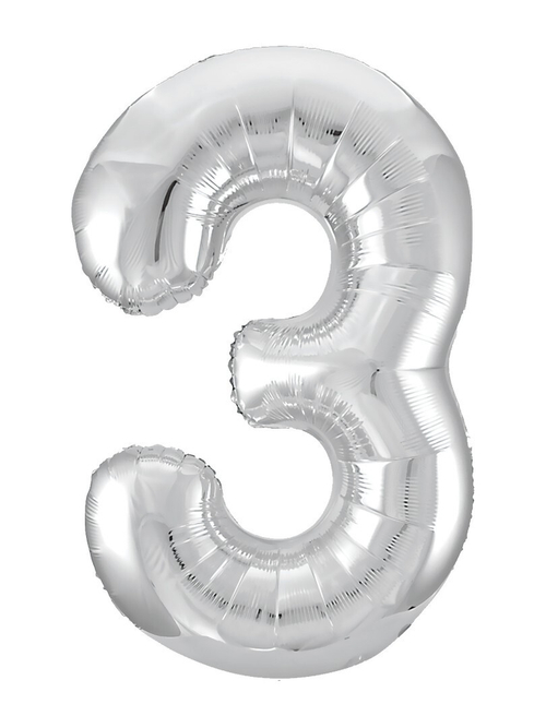 Фольгированный шар Цифра 3 Slim серебро 102 см