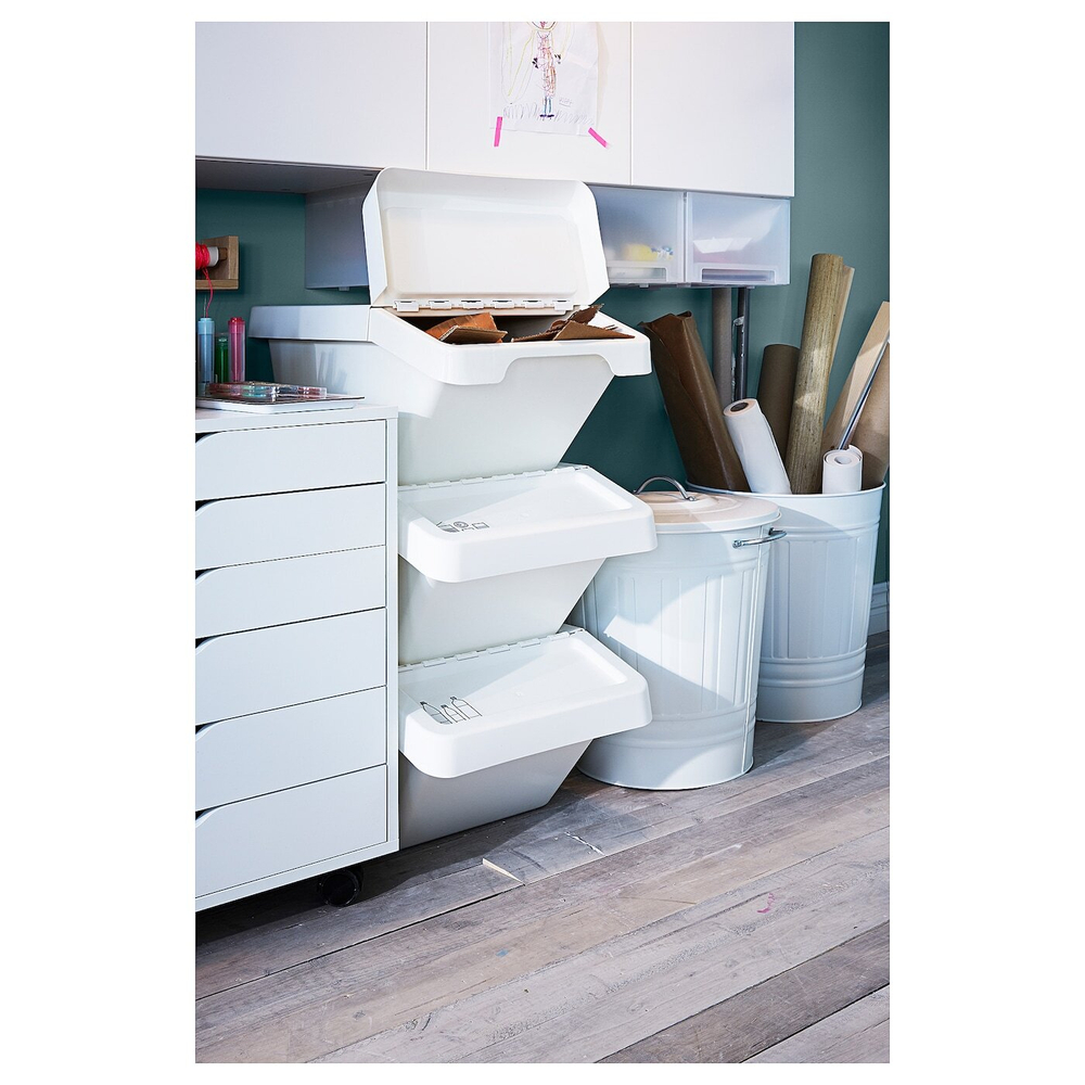 IKEA SORTERA  (ИКЕА СОРТЕРА)  -  Корзина для разделения отходов, белая, 37 л
