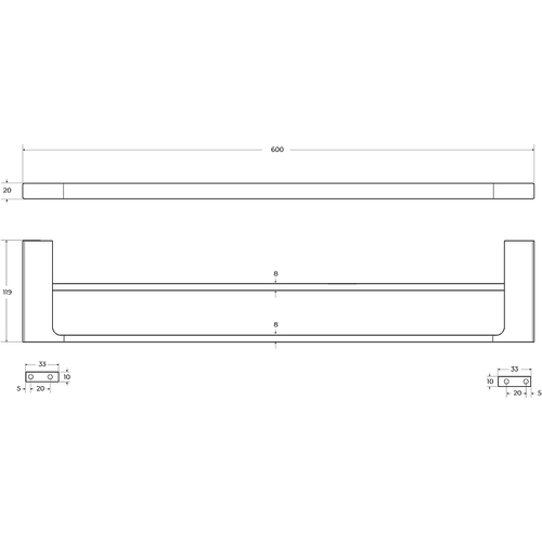 Полотенцедержатель Cezares Slider SLIDER-THD-60-GM двойной Оружейная сталь