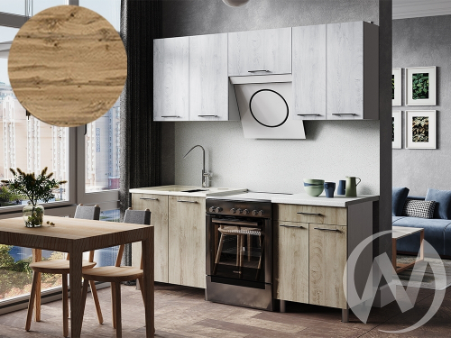 Кухня Одри 2.0м с окапом (корпус белый/дуб остин серый; дуб остин бежевый)