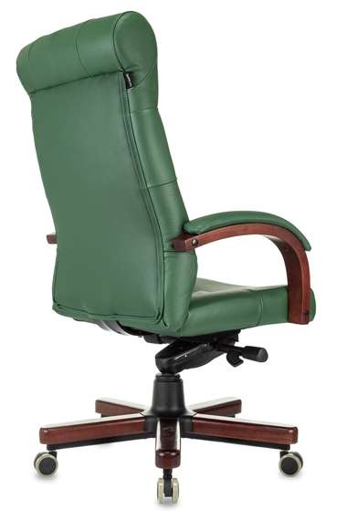 Кресло руководителя Бюрократ T-9928Walnut зеленый кожа крестов. металл/дерево