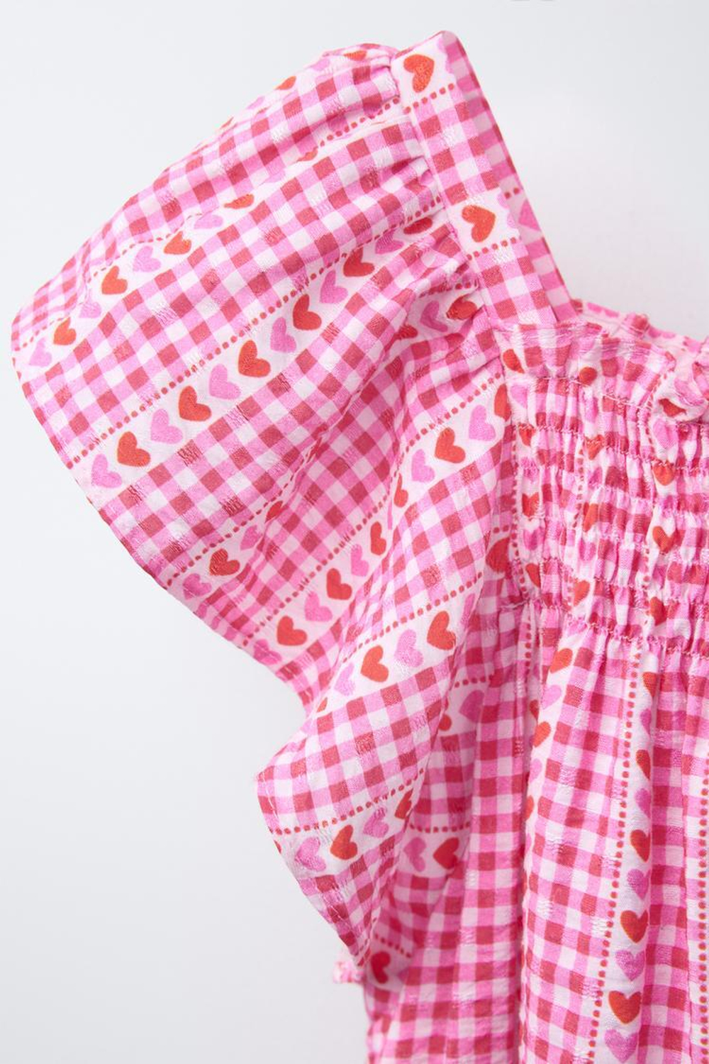 ZARA ПЛАТЬЕ В КЛЕТКУ И С ПРИНТОМ «СЕРДЦА», РОЗОВЫЙ