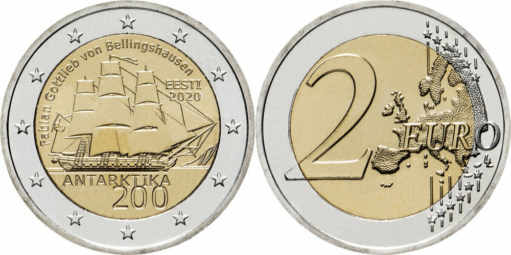Эстония 2 евро, 2020 Антарктида