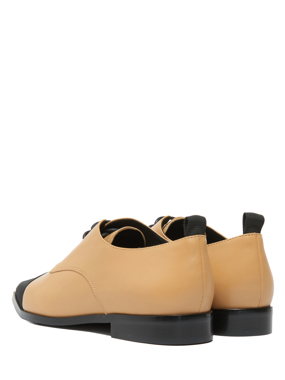 Женские комбинированные туфли бежево-черные со шнурками