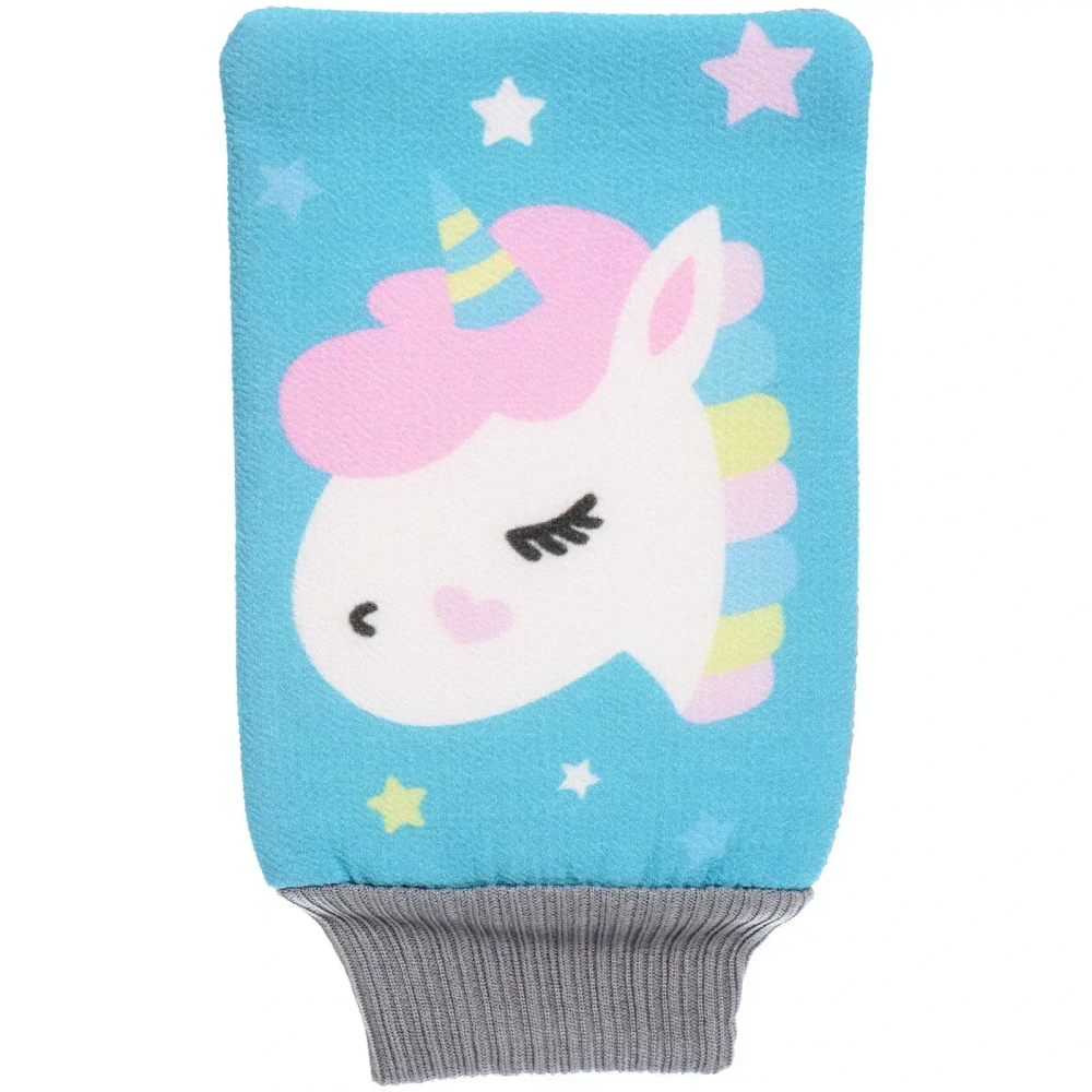Мочалка-варежка для тела детская «Water Magic - Единорожек Лучик», цвет голубой, 24,5*14 см (ZIP пакет)