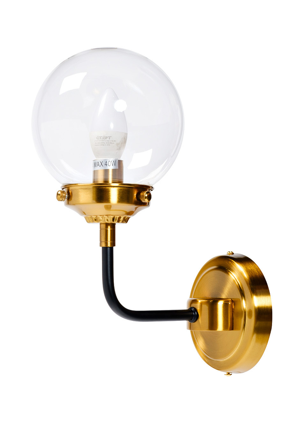 K2KG0521W-1 Бра Simple S латунь, стекло прозр. 15*23*h32 см