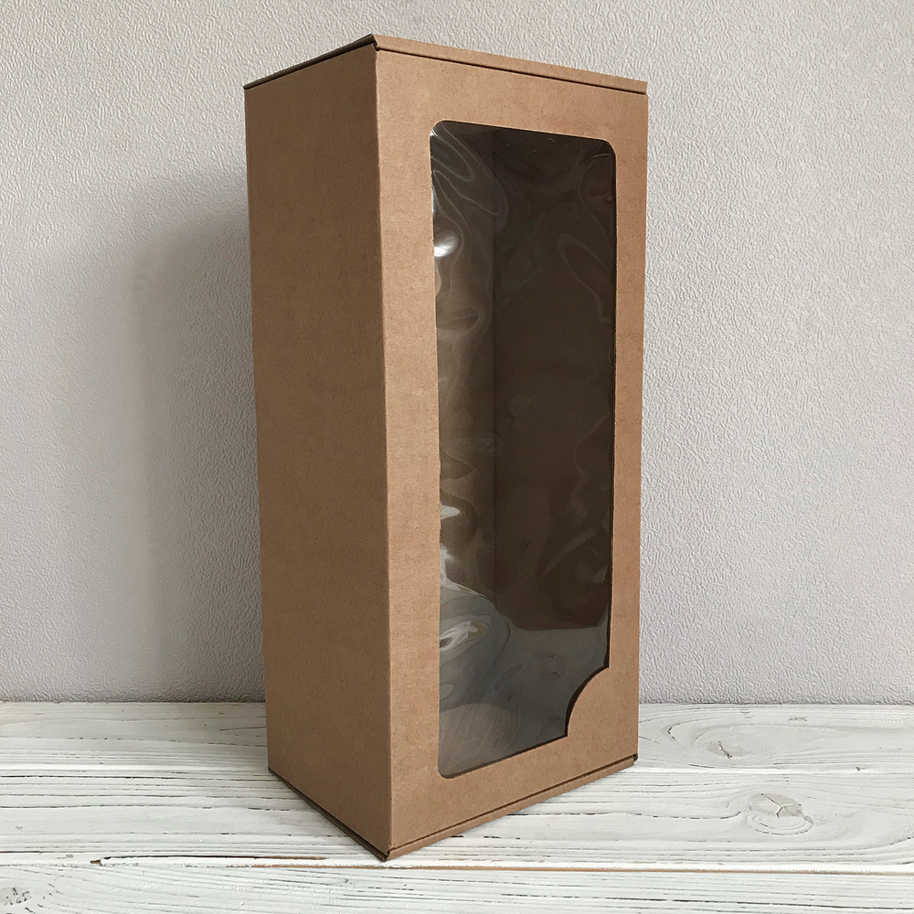 Коробка с окном 16 х 35 х 12 см, бурая