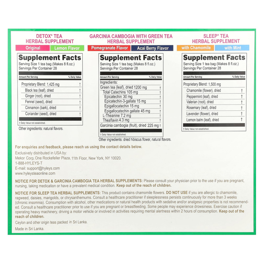 Hyleys Tea, 28 Days Detox Kit, ассорти, 84 чайных пакетика в фольгированных пакетиках, 126 г (4,44 унции)