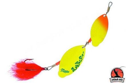 Блесна вращ. Mepps TANDEM PIKE, OR/Chartreuse/SILVER (блистер)