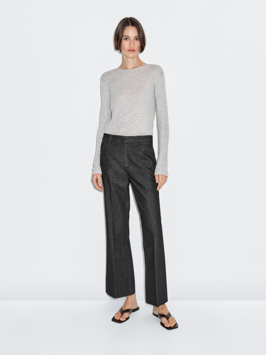 Massimo Dutti Джинсы клеш со средней посадкой, черный