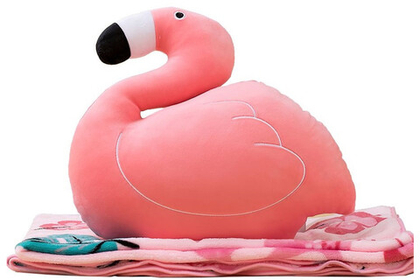 Игрушка подушка с пледом Funfur Flamingo