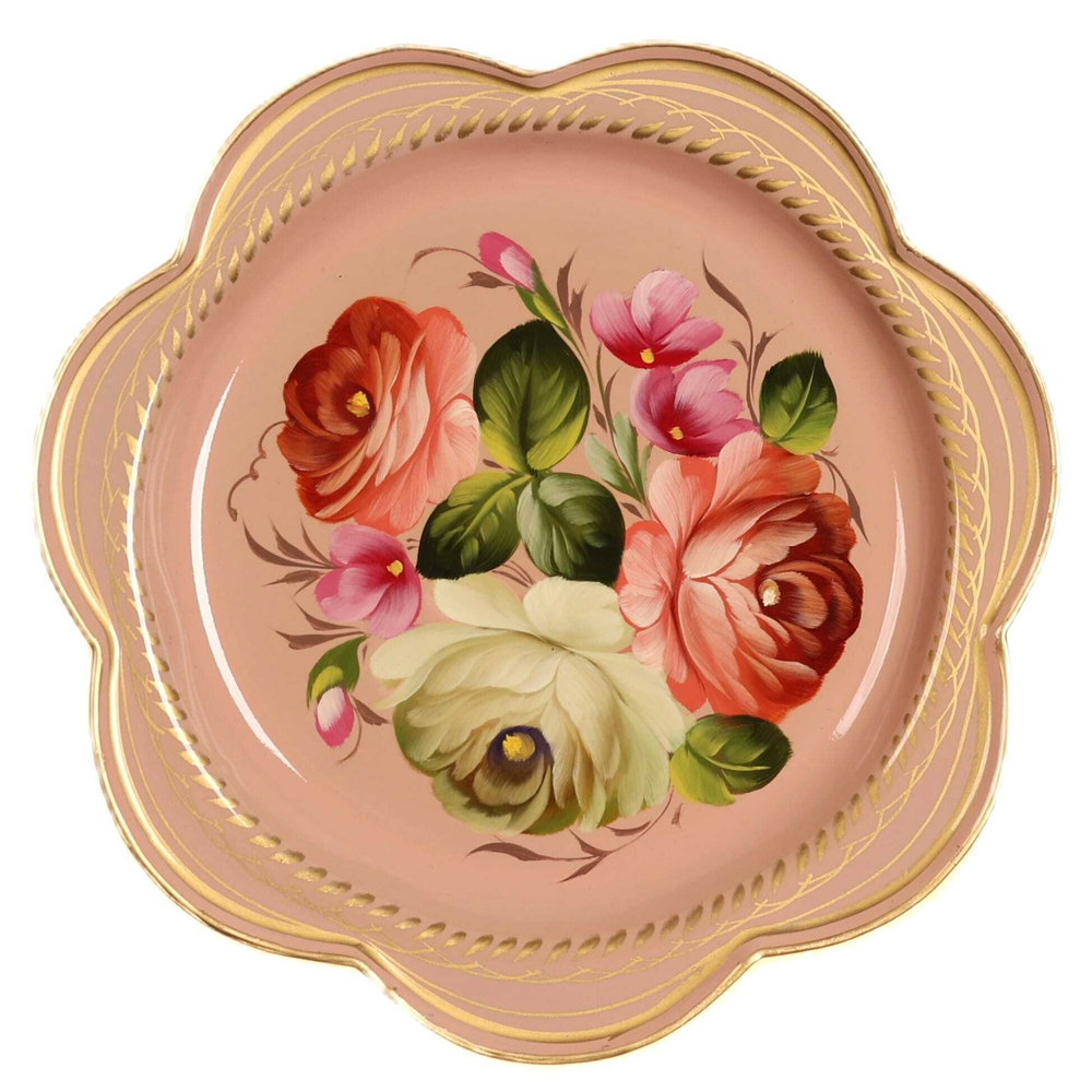 Жостовский поднос декоративный, размер 18 см (A1), металлический