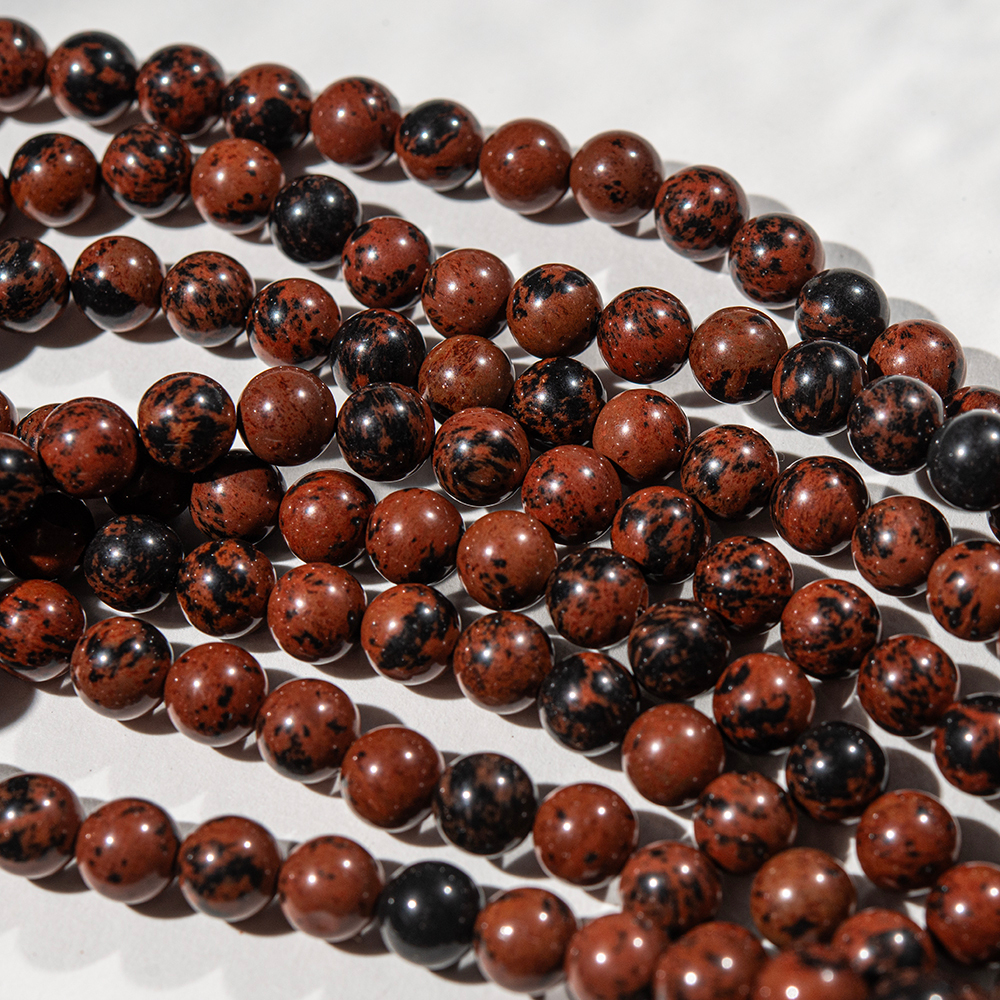 Обсидиан махагон натуральный, бусины в форме шара, 8,4мм