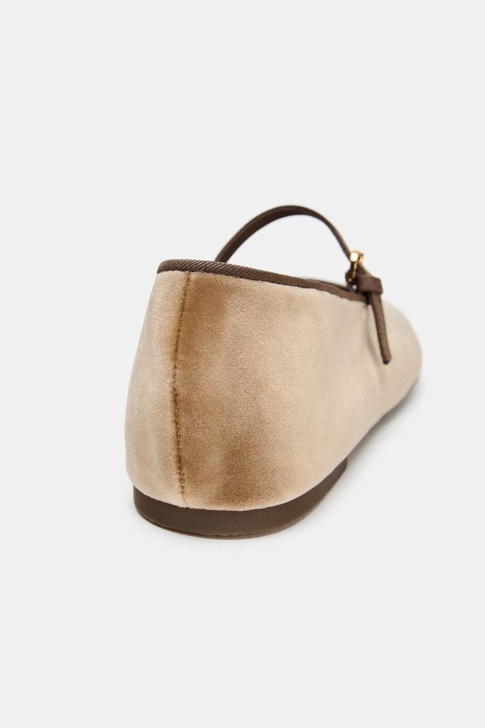 ZARA БАЛЕТКИ ИЗ БАРХАТИСТОЙ ТКАНИ, ПЕСОЧНО-КОРИЧНЕВЫЙ