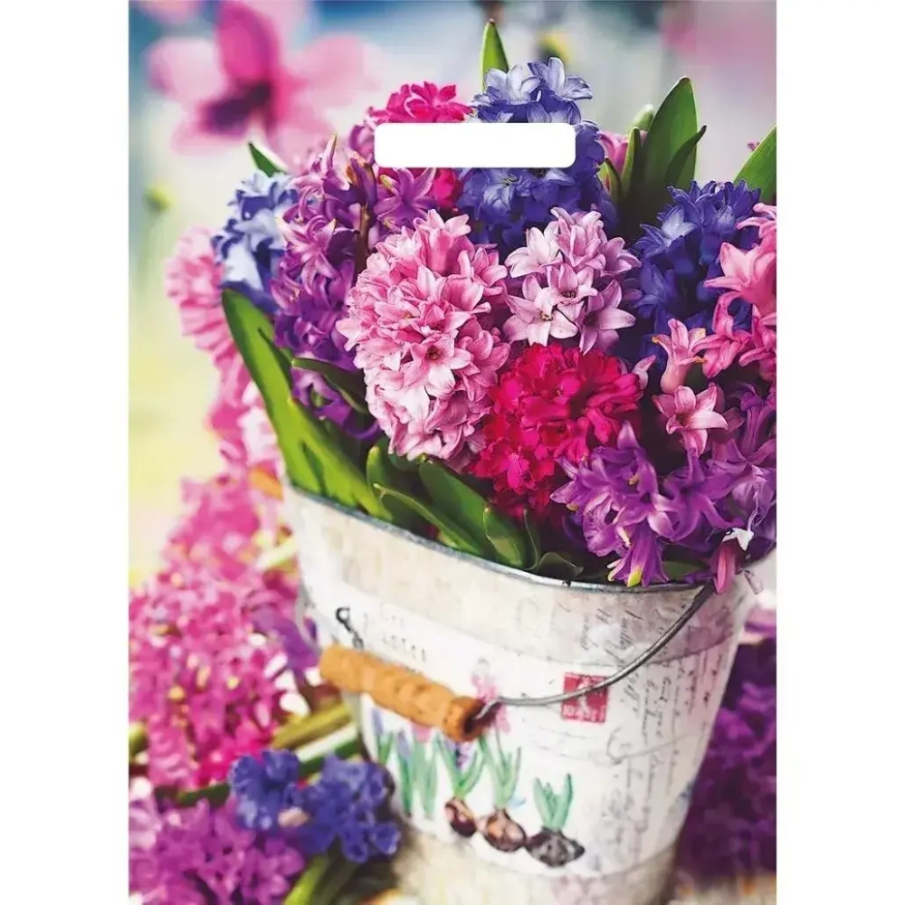 Пакет ПЭ с вырубной ручкой 29см Весенние краски Артпласт (х50) (комплект 50 шт)