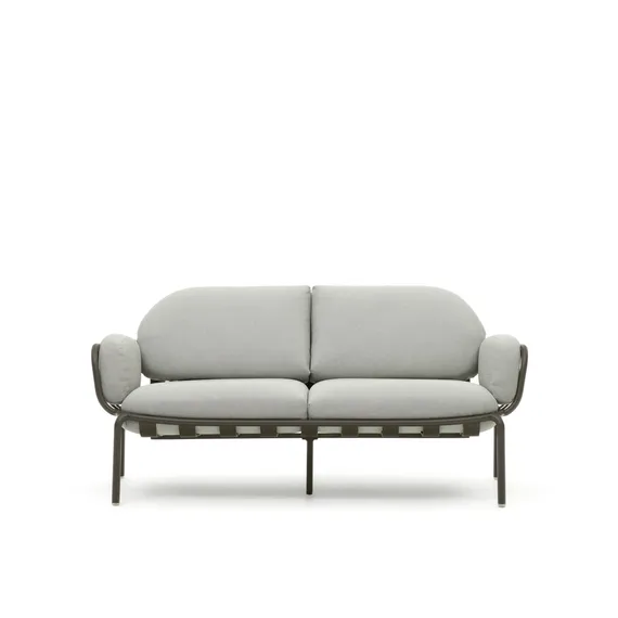Уличный диван Joncols из серой ткани и зеленым алюминиевым каркасом 164 см