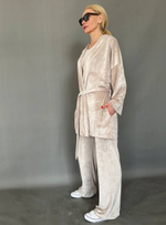 Костюм велюровый в пижамном стиле кимоно + брюки прямые