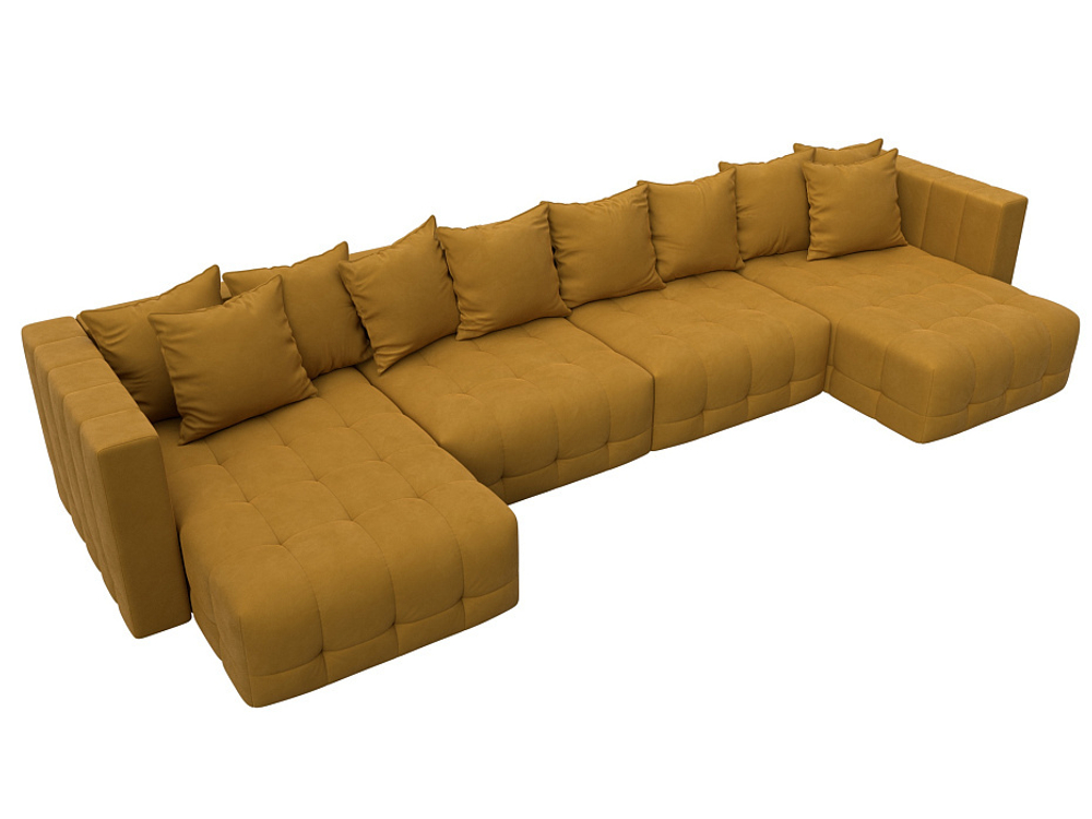 Диван П-образный Лига-052 НПБ Лонг, BRUT 10 ВЕЛЮР желтый
