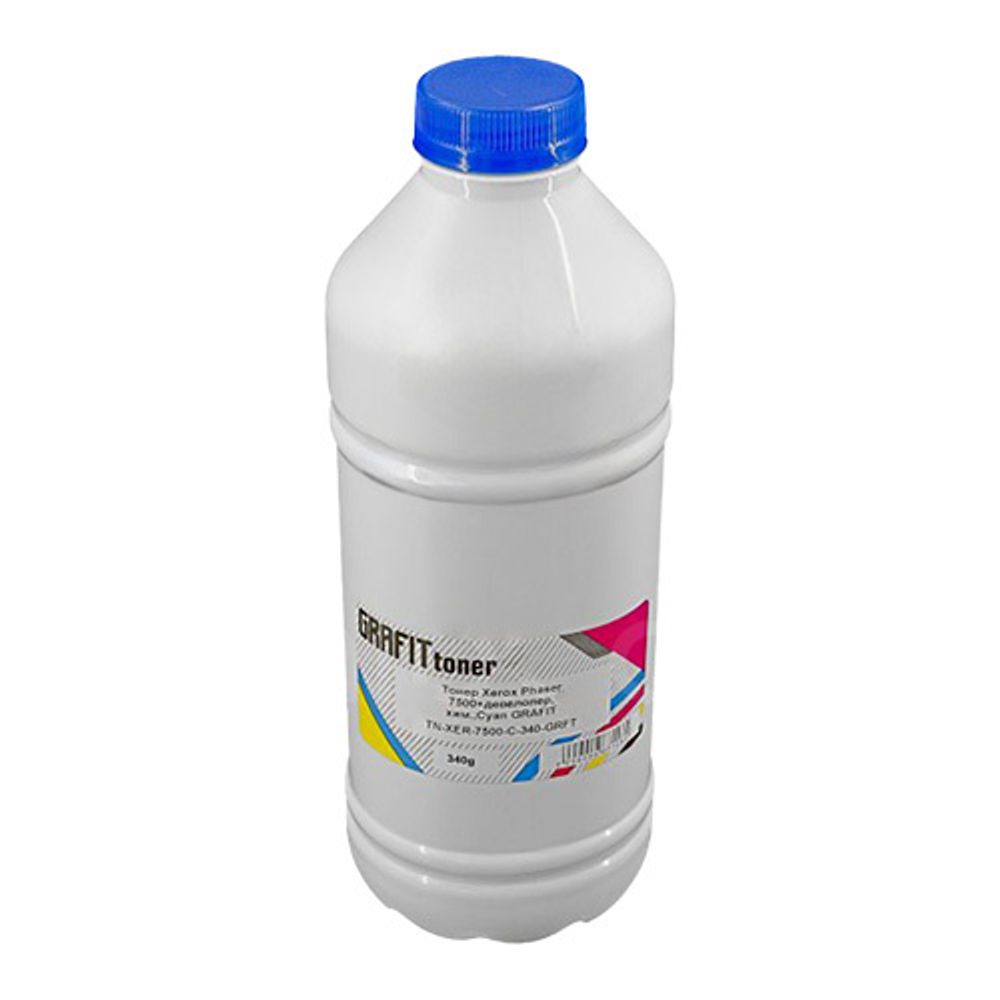 Тонер для Xerox Phaser 7500 + девелопер, химический, Cyan, 340 гр, Grafit