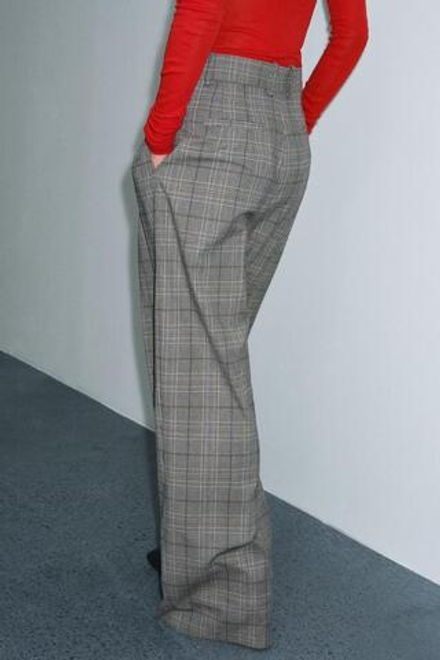 ZARA БРЮКИ В КЛЕТКУ С ЗАЩИПАМИ — ZW COLLECTION, РЫЖЕВАТО-КОРИЧНЕВЫЙ