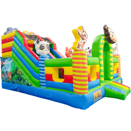 Коммерческий надувной батут «Звериный мир 2» с горкой и аркой, 6*5*4.2 м