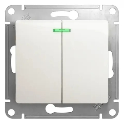 GLOSSA 2-клавишный ВЫКЛЮЧАТЕЛЬ с подсветкой, сх.5а, 10АХ, механизм, ПЕРЛАМУТР
