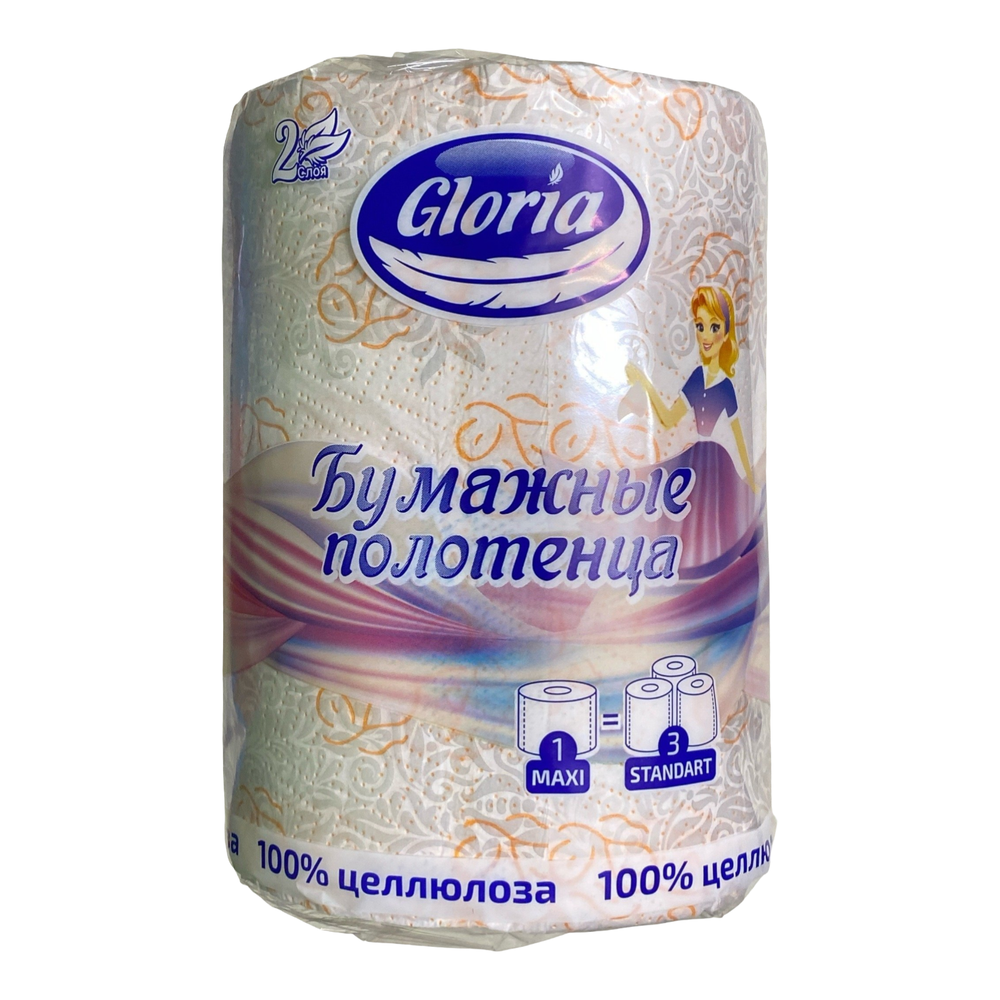Бумажные полотенца рулонные "Глория" МАКСИ