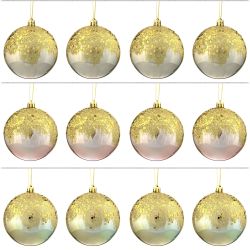 GAEM Набор из 12шт Украшение новогоднее Шар "Золотое напыление", D8 см, L35 W27 H9 см
