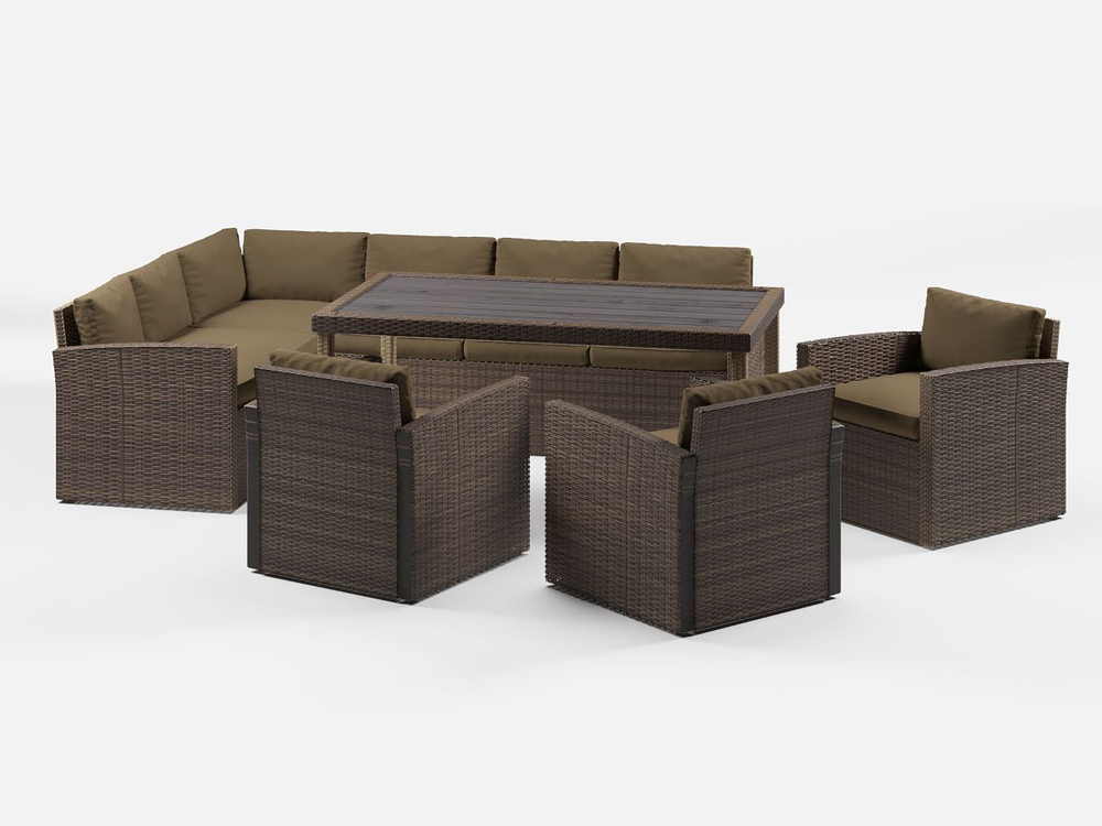 Обеденная группа из искусственного ротанга Кингстон Макси + 3 кресла Сантьяго