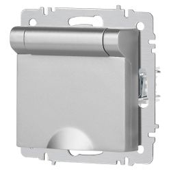 Розетка Intro Accent 6-203-03 2P+E Schuko с крышкой 16А-250В IP20 СУ AL/CU алюминий