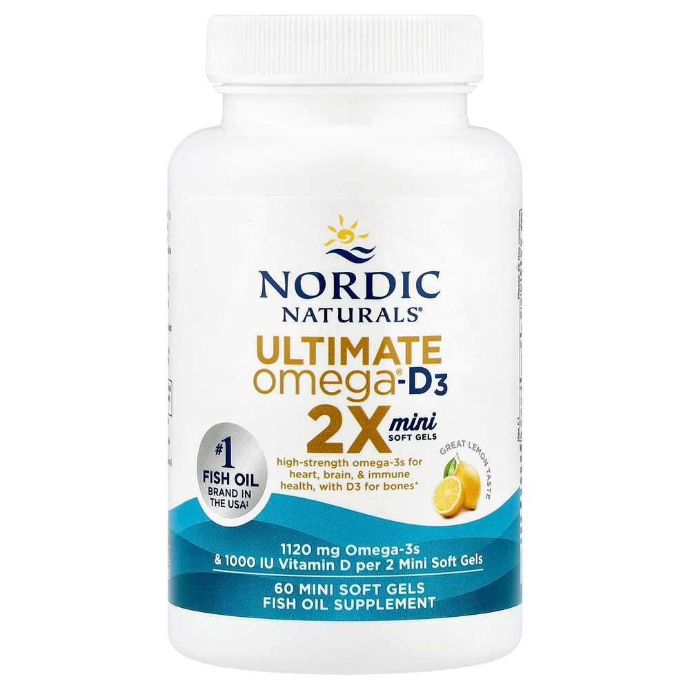 Nordic Naturals, Ultimate Omega®-D3 2X, лимон, 60 мягких таблеток