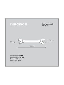 Рожковый ключ Inforce 22x24мм, Сталь Cr-V 06-05-65